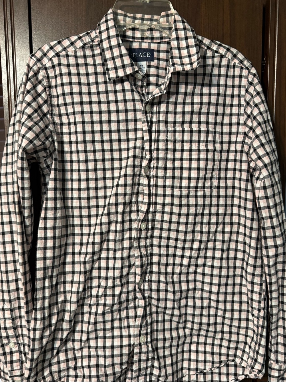 The Children's Place Black and Pink Plaid Button-Down Shirt